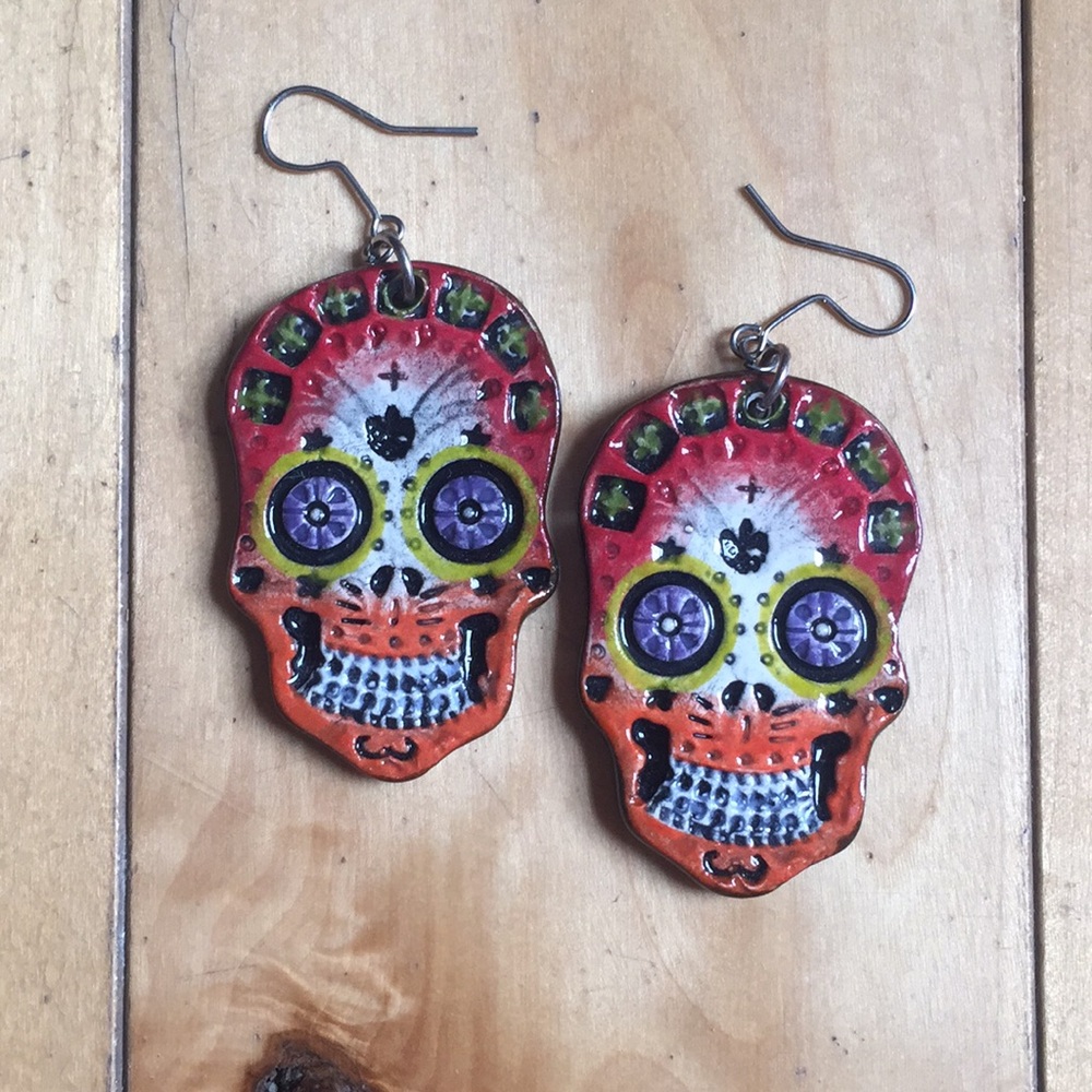Ceramic skull earrings